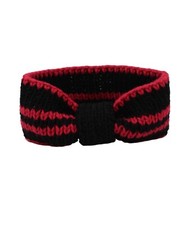 Handmade Hand Knit Rib Knit Sporty Acrylic Black Raspberry Pink Headband Kids