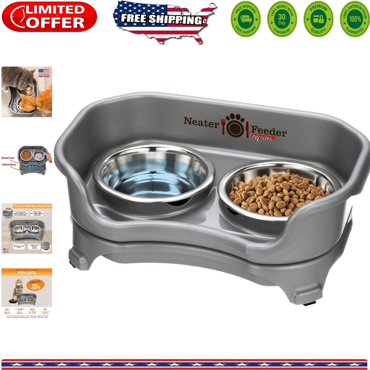 Neater Feeder Indoor Cat Feeding Station Dog Bowl Neater Feeder