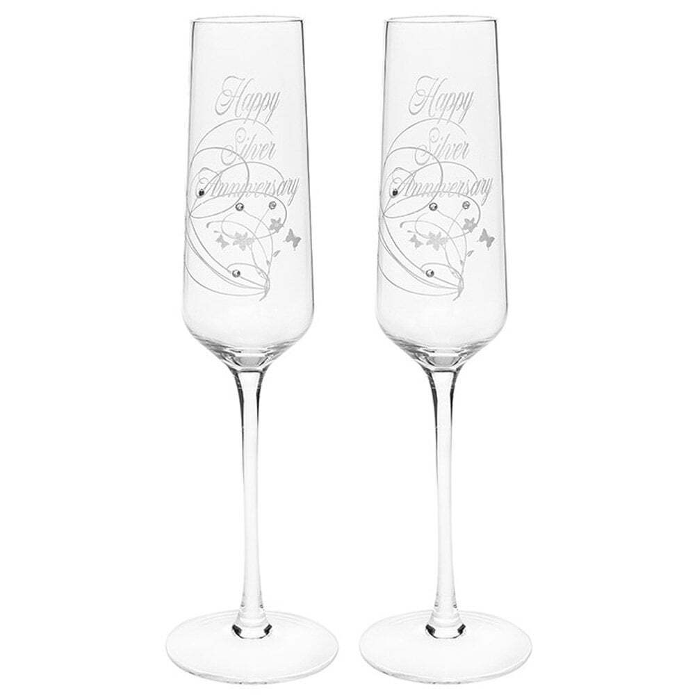 Shudehill Giftware Rush Silver Anniversary Flutes Pair 343820