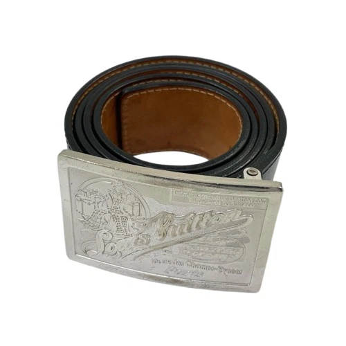 LOUIS VUITTON（LV） Autentica cintura Louis Vuitton M6812 in pelle nera jeans Santur usata