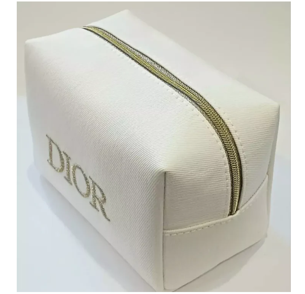 Dior Beige Canvas Toiletry Bag Travel Makeup Pouch Case-image