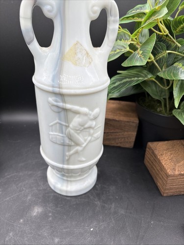 1971 Jim Beam Whiskey Decanter White Marbled Bottle Greek Discus Thrower Empty - Picture 4 of 5