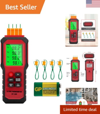 Digital 4-Channel Temperature Thermometer - Measures -328 ~1372  - Data Logger