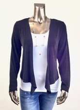 CHICO'S TRAVELERS NEW SIZE 1 M DARK BROWN LONG-SLV SHORT CARDIGA/JACKET