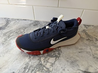 Nike Air Diamond Varsity Turf Men s Low Top Lace-Up Sneakers Blue/White/Red-NEW