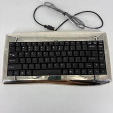 Chrome Wired Desktop QWERTY Keyboard PS/2 Silver SK-2880 No Numeric Keys