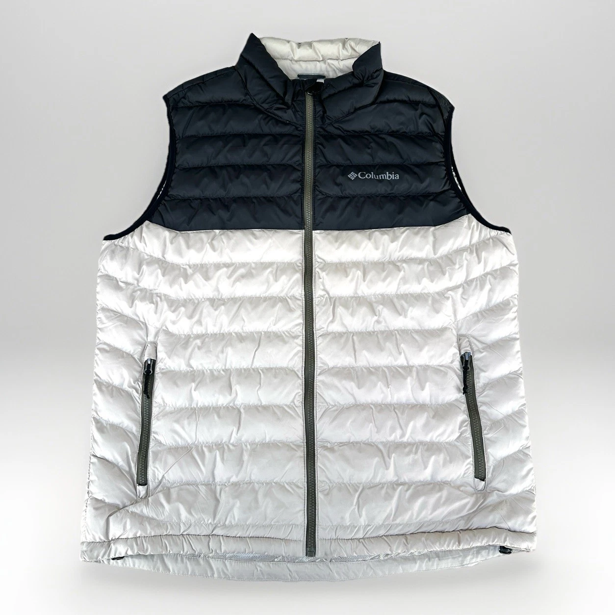 Columbia Puffer Jacket Mens XL Black Cream Omni-Heat Full Zip Outdoors Hiking