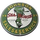 Vintage Johnson Sign - Sea Horse Gas Boat Engines Outboards Porcelain Pump Sign