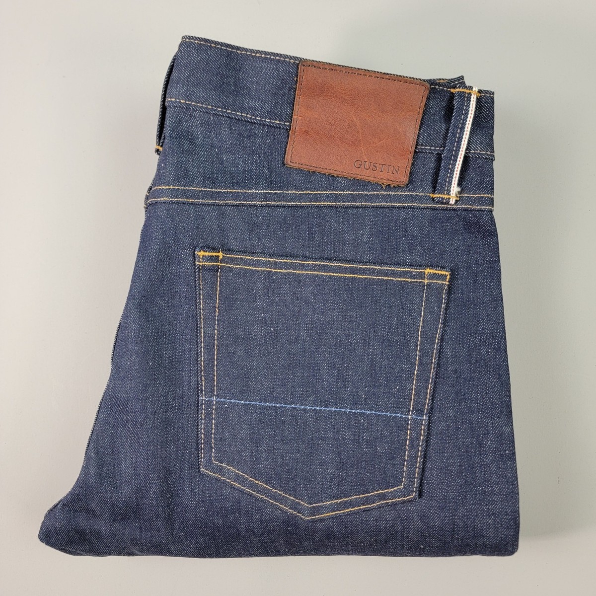 GUSTIN Mens Jeans 34x37 Blue #172 RAW Japanese Selvedge Denim Slim