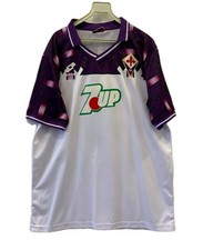Vtg ACF Fiorentina Soccer Jersey Lotto 7UP Sponsor #9 Purple/White Size XL #241