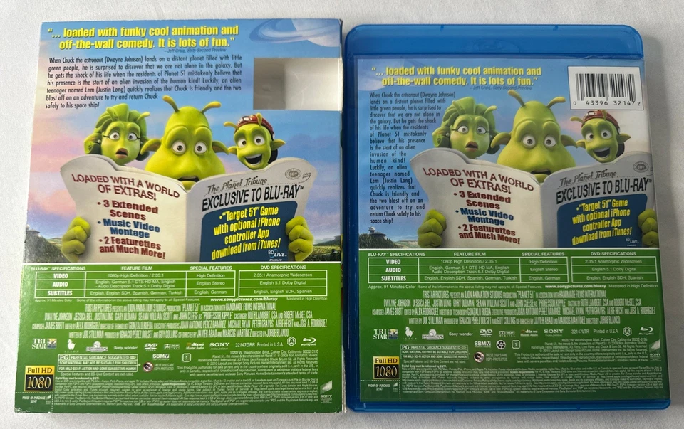 Planet 51 (2 Disc Blu-ray/DVD 2009) w/Slipcover + Insert Animated Sci-Fi Comedy - Image 3 of 4