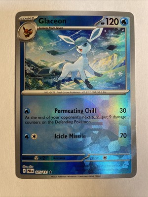 1x Prismatic Evolutions Pokémon Glaceon Reverse Holo Pokeball Englisch NM/M