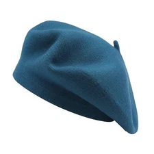 Winter French Beret Hat Kaschmir Solid Color Knitted Berets Blue