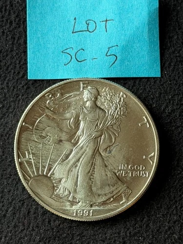 1991 American Silver Eagle Dollar $1 BU 1 Troy Oz .999 Fine Silver Lot SC-5