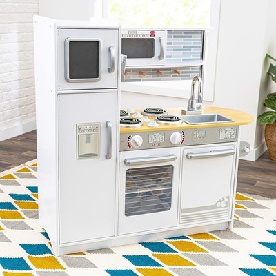   KidKraft Uptown White Wooden Play Kitchen with Play Phone, Chalkboard
