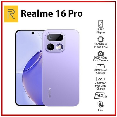Realme 16 Pro 5G 12GB+512GB PURPLE Dual SIM Global Ver. Android Mobile Phone