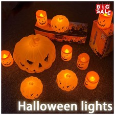 Pumpkin Lantern Candle Light Halloween Skull Ghost Face Lamp Kids Gift For.