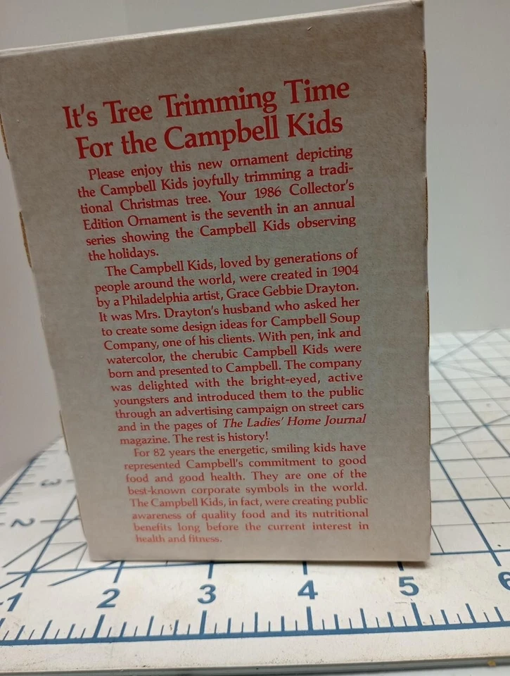 Vintage 1986 Campbell Soup Niños Edición Coleccionista Adorno de Navidad B1 Foto 2 de 4