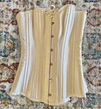 White Satin Steel Boned Corset Small Halloween Women s NWT Overbust Strapless