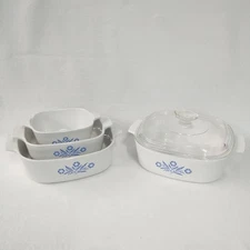 VTG White Corning Ware Blue Cornflower Dish Casserole Pot - Pick Your Favorite
