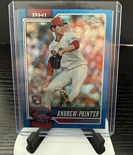 2026 Topps Chrome Andrew Painter RC Phillies Blue Parallel # 144/150 MLB Logoman