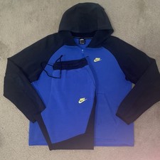 Nike Tech Fleece Tracksuit LARGE Royal Blue Black Yellow 805162-017 928483-017