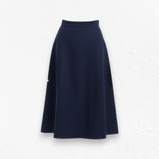 80s Vintage Pendleton Navy Blue Mid Rise Pleated Minimal Wool Midi Skirt Size 6