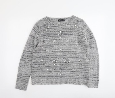 Select Damen Pullover Pulli grau Rundhals Acryl Größe 12