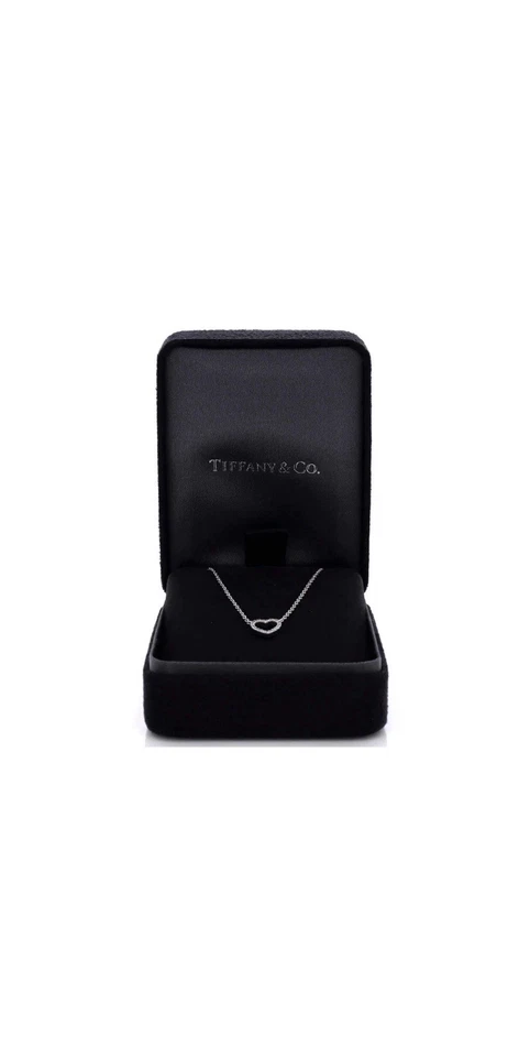 Tiffany & Co. Metro Collar Colgante Corazón Abierto Oro Blanco 18K y Diamantes Mini Foto 2 de 3