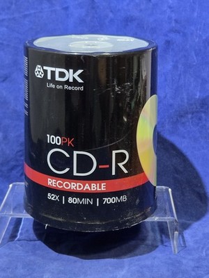 TDK Blank Recordable CD-R 100 Pack 700MB 80Min 52x Speed New Sealed