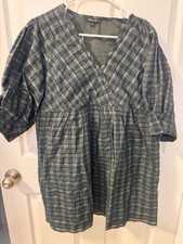 Madewell Marianna Plaid Dress Green Tartan Puff Sleeve Mini Grunge Academia PM