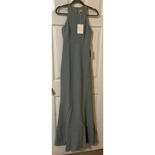 Show Me Your Mumu Chicago High Neck Gown Silver Sage Stretch Crepe Dress XXS *C9