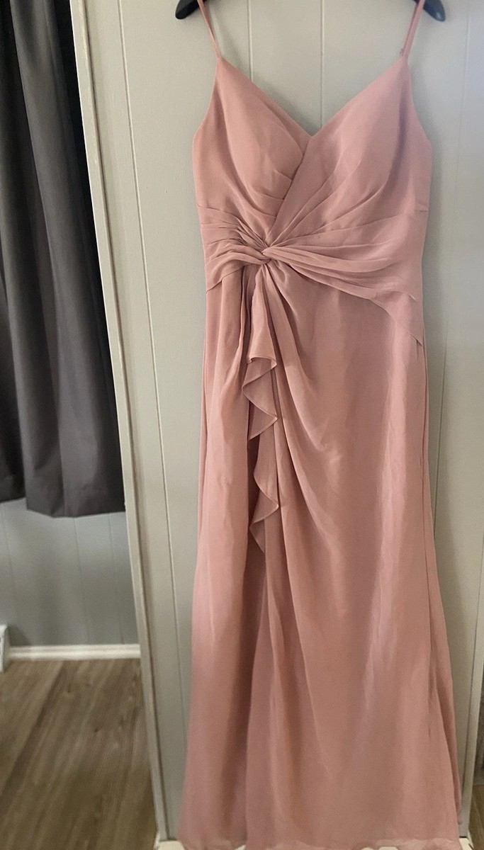 dusty rose chiffon bridesmaid dresses AZAZIE Dress Size A6 Swatch:#BBAE9E Size:06.0W Intrigue From Macy's Women's ruffle shoulder straps