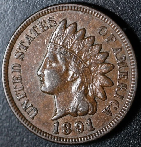 1891 INDIAN HEAD CENT - With LIBERTY & DIAMONDS - XF EF