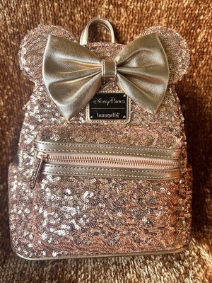 Disney x Loungefly Rose Gold Sequin Minnie Mini Backpack Loungefly x Disney Parks Minnie Mouse Rose Gold Sequined  main image 2