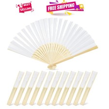 12 Lightweight White Paper Fans - Handheld Elegance for Weddings  Showers