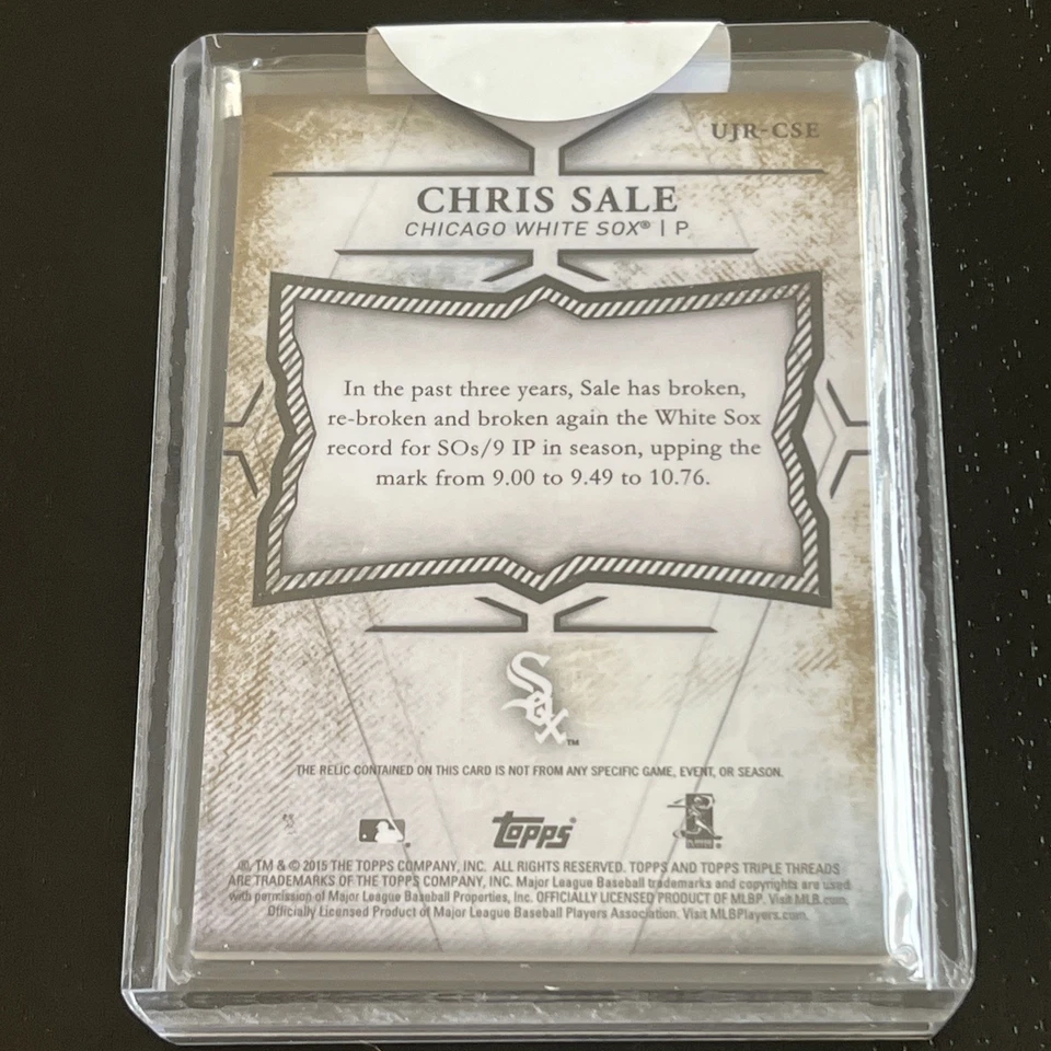 2015 Topps Chris Sale Game Used Memorabilia #UJR-CSE /9 (MEM) - Image 3 of 3