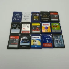 Lot of 15 Miscellaneous SD Cards Brands Include Sandisk Lexar - Untested - GC364