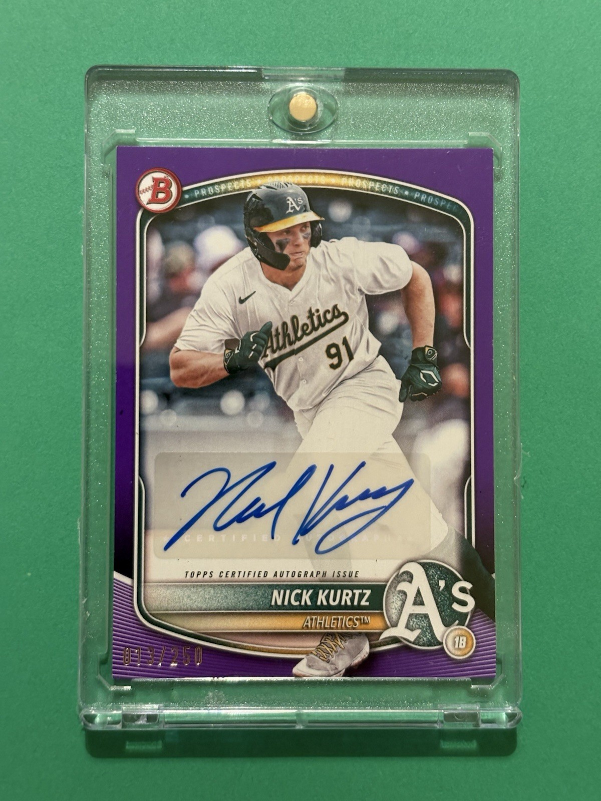 NICK KURTZ (013/250) (ROOKIE AUTO) 2025 Bowman Purple Paper RC Autograph #BPA-NK