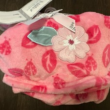 NEW le Bebe FAVORITE Pink Flower Leaf Ladybug Baby Blanket HTF