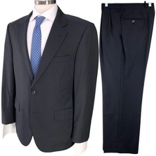 Jos A Bank Signature Suit Mens 40S Wool Black Pinstripe Two Piece Jacket Pants