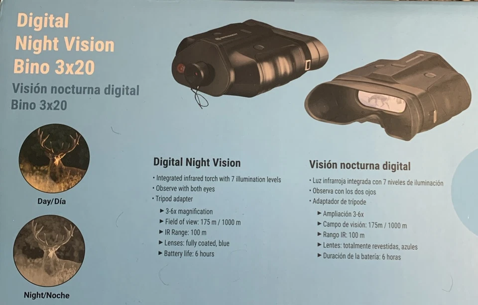 Binoculares de visión nocturna Bresser 3x20. Infrarrojo integrado, adaptador de trípode Foto 2 de 4
