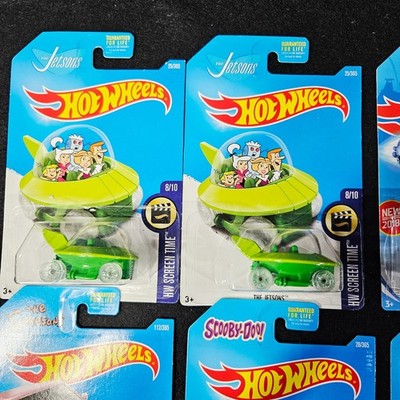 LOT OF 5 HOT WHEELS - SCREEN TIME - Pink Simpsons,Jetsons,Mystery
