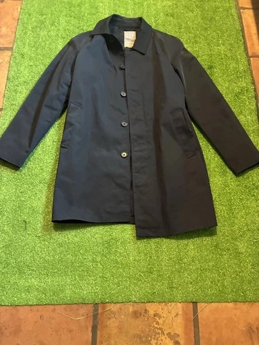 Gap Mac Navy Blue Mens Water Resistant Rain Coat Button Up Trench Size XS New image 3