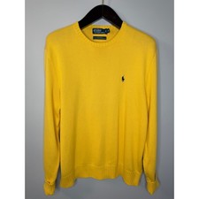 Vintage 90s Polo Ralph Lauren Embroidered Pony Knit Sweater Men's XL Yellow