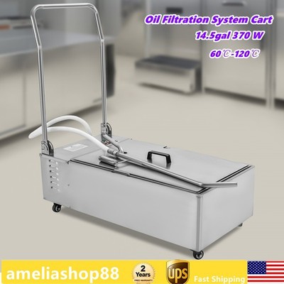 Fryer Oil Filter 55L Commercial Cooking Oil Filtration System Mobile Fryer Filte