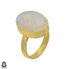 Size 6.5 - Size 8 Adjustable Moonstone 24K Gold Plated Ring GPR61