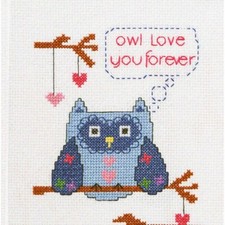 Forever Love Owl Cross Stitch Kit - 5x7 Inch, Complete with Everything Needed fo