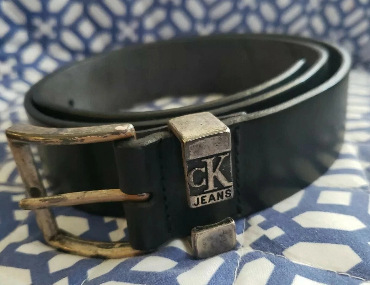 Vintage Klein BELT | Black 1 eBay Small 1/4” Sz Italian Wide Calvin Jeans Leather