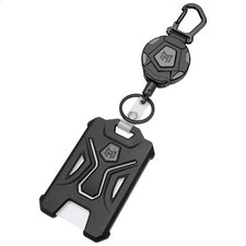Retractable Badge Holder Heavy Duty Carabiner Keychain Tactical ID Card Holde...